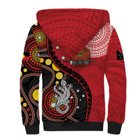 Papua New Guinea And Australia Aboriginal Sherpa Hoodie Bird Of Paradise And Kangaroo Together