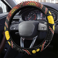 Papua New Guinea And Australia Aboriginal Steering Wheel Cover Bird Of Paradise And Kangaroo Together LT05 - Polynesian Pride