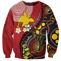 Papua New Guinea And Australia Aboriginal Sweatshirt Bird Of Paradise And Kangaroo Together