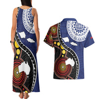 Samoa And Australia Together Couples Matching Tank Maxi Dress and Hawaiian Shirt Aboriginal Mix Polynesian