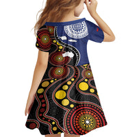Samoa And Australia Together Family Matching Short Sleeve Bodycon Dress and Hawaiian Shirt Aboriginal Mix Polynesian