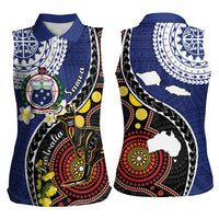 Samoa And Australia Together Women Sleeveless Polo Shirt Aboriginal Mix Polynesian