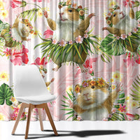 Hawaii Guinea Hula Pig Window Curtain Funny Tropical Style