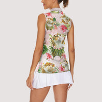 Hawaii Guinea Hula Pig Women Sleeveless Polo Shirt Funny Tropical Style