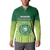 Personalised Ballantine Memorial School Button Sweatshirt With Fijian Tapa Pattern