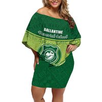 Personalised Ballantine Memorial School Family Matching Off Shoulder Short Dress and Hawaiian Shirt With Fijian Tapa Pattern