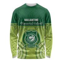 Personalised Ballantine Memorial School Long Sleeve Shirt With Fijian Tapa Pattern LT05 Unisex Green - Polynesian Pride