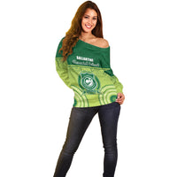 Personalised Ballantine Memorial School Off Shoulder Sweater With Fijian Tapa Pattern LT05 - Polynesian Pride