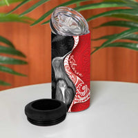 New Zealand Aotearoa 4 in 1 Can Cooler Tumbler Kiwi Fern Maori Pattern Red Version LT05 - Polynesian Pride
