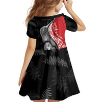 New Zealand Aotearoa Family Matching Off Shoulder Maxi Dress and Hawaiian Shirt Kiwi Fern Maori Pattern Red Version