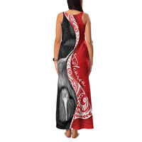 New Zealand Aotearoa Family Matching Tank Maxi Dress and Hawaiian Shirt Kiwi Fern Maori Pattern Red Version LT05 - Polynesian Pride