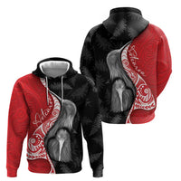 New Zealand Aotearoa Hoodie Kiwi Fern Maori Pattern Red Version
