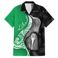 New Zealand Aotearoa Family Matching Puletasi and Hawaiian Shirt Kiwi Fern Maori Pattern Green Version LT05 Dad's Shirt - Short Sleeve Green - Polynesian Pride