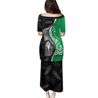 New Zealand Aotearoa Family Matching Puletasi and Hawaiian Shirt Kiwi Fern Maori Pattern Green Version LT05 - Polynesian Pride