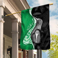New Zealand Aotearoa Garden Flag Kiwi Fern Maori Pattern Green Version