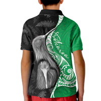 New Zealand Aotearoa Kid Polo Shirt Kiwi Fern Maori Pattern Green Version LT05 - Polynesian Pride
