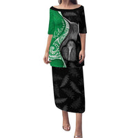 New Zealand Aotearoa Puletasi Kiwi Fern Maori Pattern Green Version