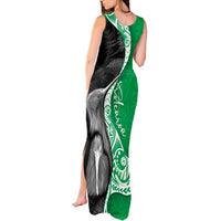 New Zealand Aotearoa Tank Maxi Dress Kiwi Fern Maori Pattern Green Version