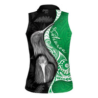 New Zealand Aotearoa Women Sleeveless Polo Shirt Kiwi Fern Maori Pattern Green Version