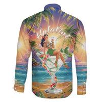 Aloha Hawaii Family Matching Long Sleeve Bodycon Dress and Hawaiian Shirt Hula Martini Tropical Vibes - Polynesian Pride