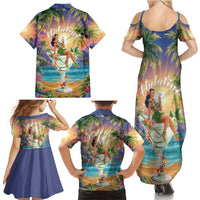 Aloha Hawaii Family Matching Summer Maxi Dress and Hawaiian Shirt Hula Martini Tropical Vibes - Polynesian Pride