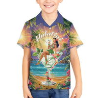 Aloha Hawaii Kid Hawaiian Shirt Hula Martini Tropical Vibes - Polynesian Pride