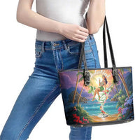 Aloha Hawaii Leather Tote Bag Hula Martini Tropical Vibes - Polynesian Pride