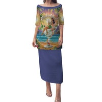 Aloha Hawaii Puletasi Hula Martini Tropical Vibes LT05 Long Dress Colorful - Polynesian Pride