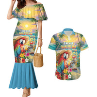Hawaii Parrot Couples Matching Mermaid Dress and Hawaiian Shirt Im Not Waiting Till 5 Oclock LT05 Colorful - Polynesian Pride
