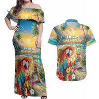Hawaii Parrot Couples Matching Off Shoulder Maxi Dress and Hawaiian Shirt Im Not Waiting Till 5 Oclock LT05 Colorful - Polynesian Pride