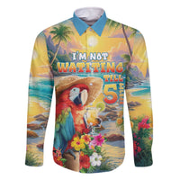 Hawaii Parrot Family Matching Off The Shoulder Long Sleeve Dress and Hawaiian Shirt Im Not Waiting Till 5 Oclock