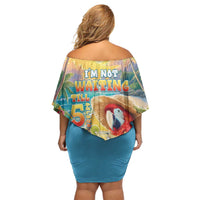 Hawaii Parrot Family Matching Off Shoulder Short Dress and Hawaiian Shirt Im Not Waiting Till 5 Oclock