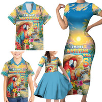 Hawaii Parrot Family Matching Short Sleeve Bodycon Dress and Hawaiian Shirt Im Not Waiting Till 5 Oclock - Polynesian Pride