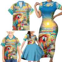 Hawaii Parrot Family Matching Short Sleeve Bodycon Dress and Hawaiian Shirt Im Not Waiting Till 5 Oclock LT05 - Polynesian Pride