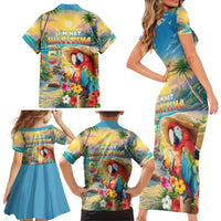Hawaii Parrot Family Matching Short Sleeve Bodycon Dress and Hawaiian Shirt Im Not Waiting Till 5 Oclock - Polynesian Pride