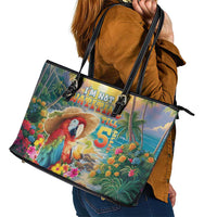 Hawaii Parrot Leather Tote Bag Im Not Waiting Till 5 Oclock - Polynesian Pride