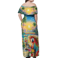 Hawaii Parrot Off Shoulder Maxi Dress Im Not Waiting Till 5 Oclock