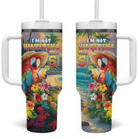 Hawaii Parrot Tumbler With Handle Im Not Waiting Till 5 Oclock LT05 One Size: 40 oz Colorful - Polynesian Pride