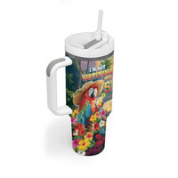 Hawaii Parrot Tumbler With Handle Im Not Waiting Till 5 Oclock - Polynesian Pride