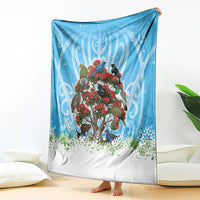 New Zealand Birds Christmas Blanket Pohutukawa Xmas Tree