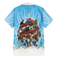 New Zealand Birds Christmas Hawaiian Shirt Pohutukawa Xmas Tree