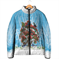 New Zealand Birds Christmas Padded Jacket Pohutukawa Xmas Tree
