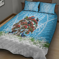 New Zealand Birds Christmas Quilt Bed Set Pohutukawa Xmas Tree