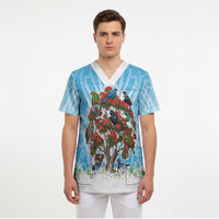 New Zealand Birds Christmas Scrub Top Pohutukawa Xmas Tree