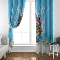 New Zealand Birds Christmas Window Curtain Pohutukawa Xmas Tree