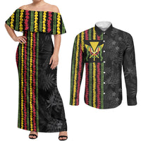 Hawaii Lei Kanaka Maoli Flag Couples Matching Off Shoulder Maxi Dress and Long Sleeve Button Shirt Tropical Vibes