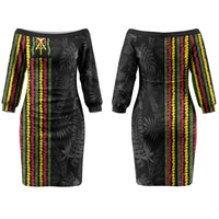 Hawaii Lei Kanaka Maoli Flag Couples Matching Off The Shoulder Long Sleeve Dress and Hawaiian Shirt Tropical Vibes