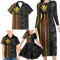 Hawaii Lei Kanaka Maoli Flag Family Matching Long Sleeve Bodycon Dress and Hawaiian Shirt Tropical Vibes