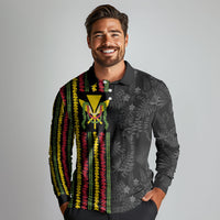 Hawaii Lei Kanaka Maoli Flag Long Sleeve Polo Shirt Tropical Vibes