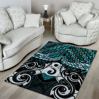 New Zealand Maori Area Rug Poutama Pikorua - Single Twist Paua Shell
